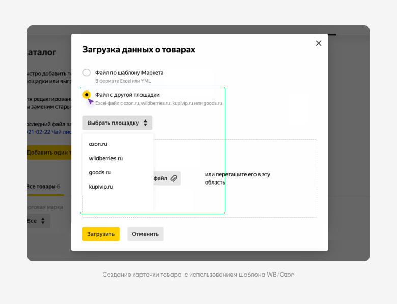 загрузка товаров на Яндекс Маркет
